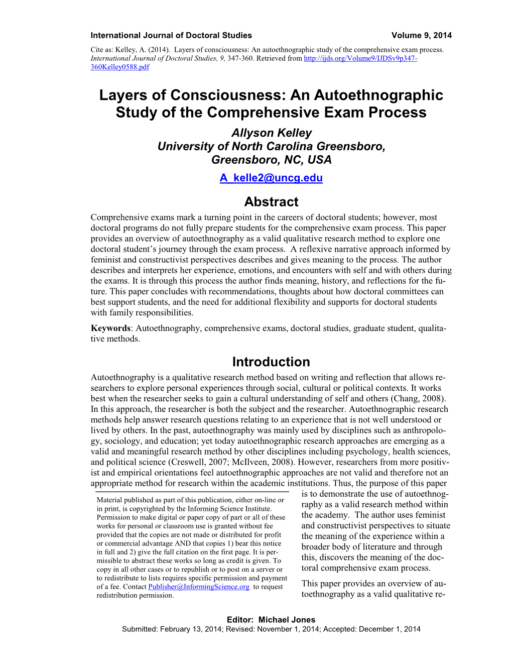 An Autoethnographic Study of the Comprehensive Exam Process