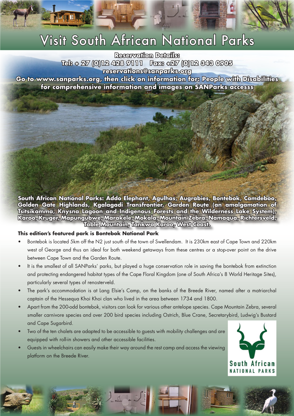 Accessibily Features Overview for Bontebok National Park