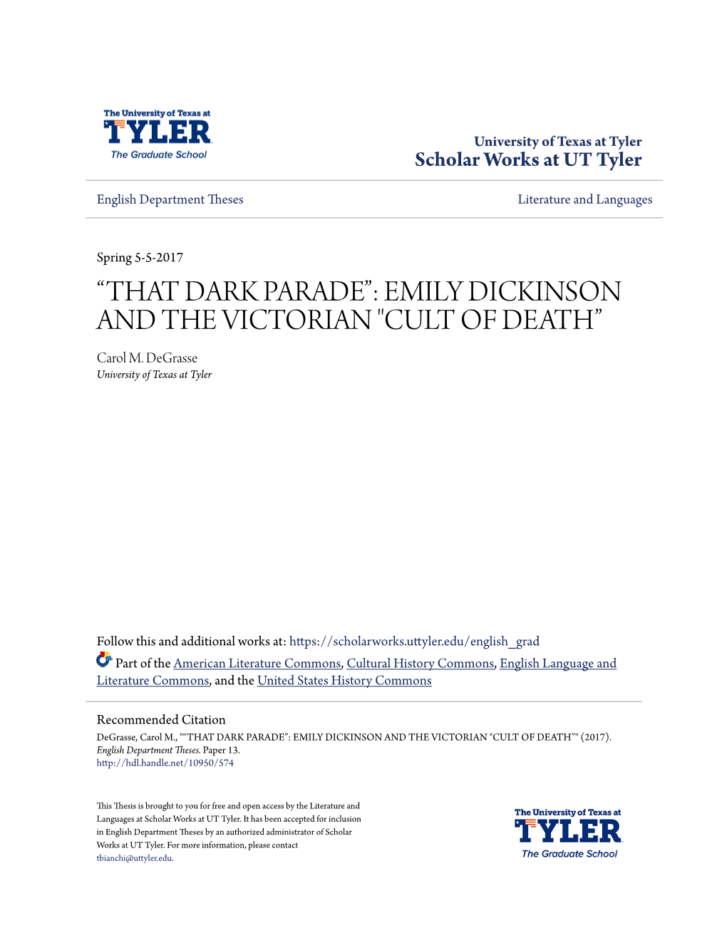 EMILY DICKINSON and the VICTORIAN "CULT of DEATH” Carol M