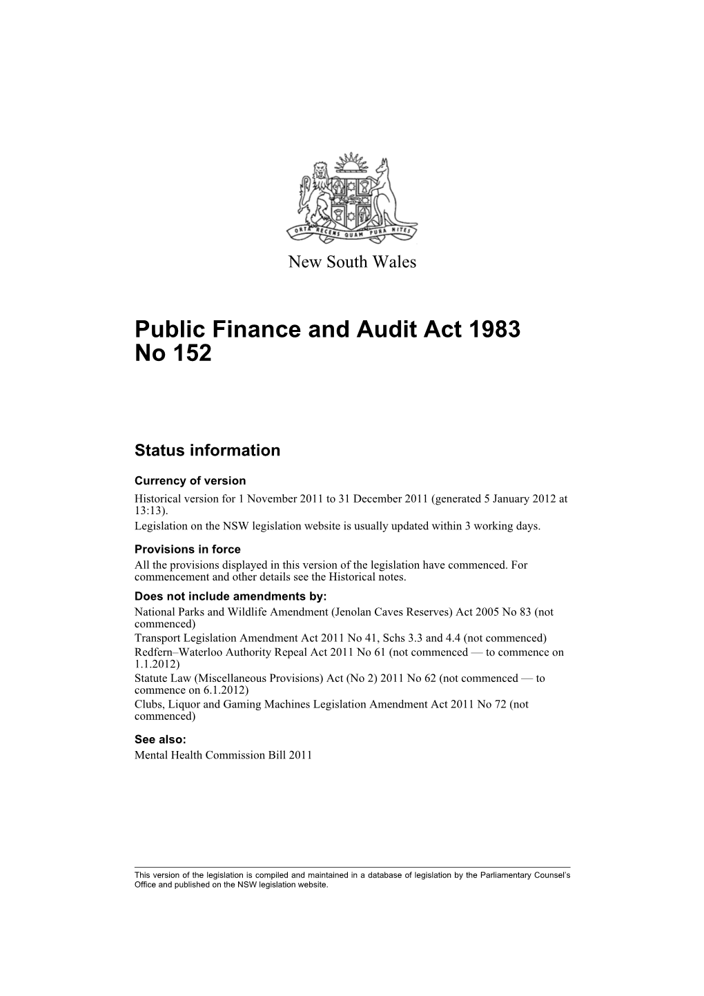 Public Finance and Audit Act 1983 No 152