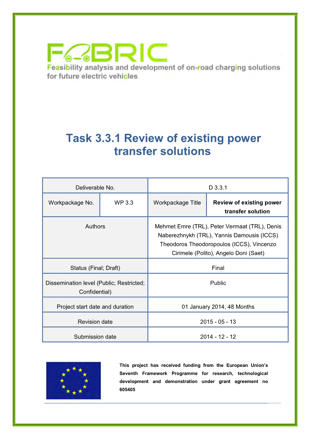 Task 3.3.1 Review of Existing Power Transfer Solutions