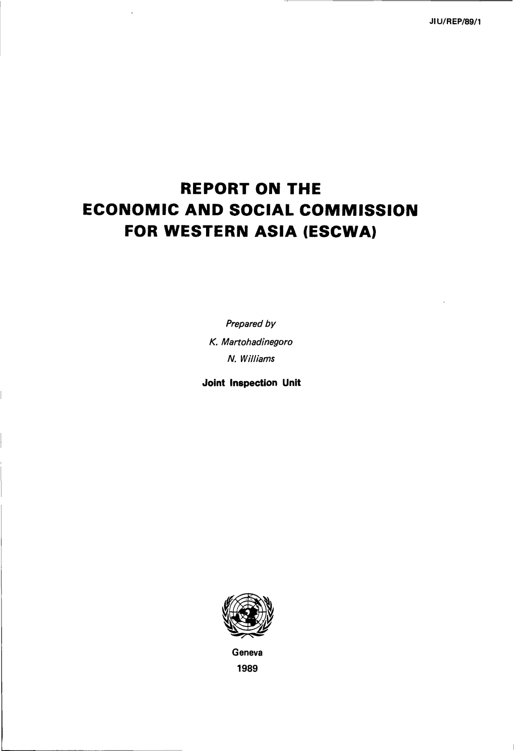 Report on the Economic and Social Commission for Western Asia (Escwa)