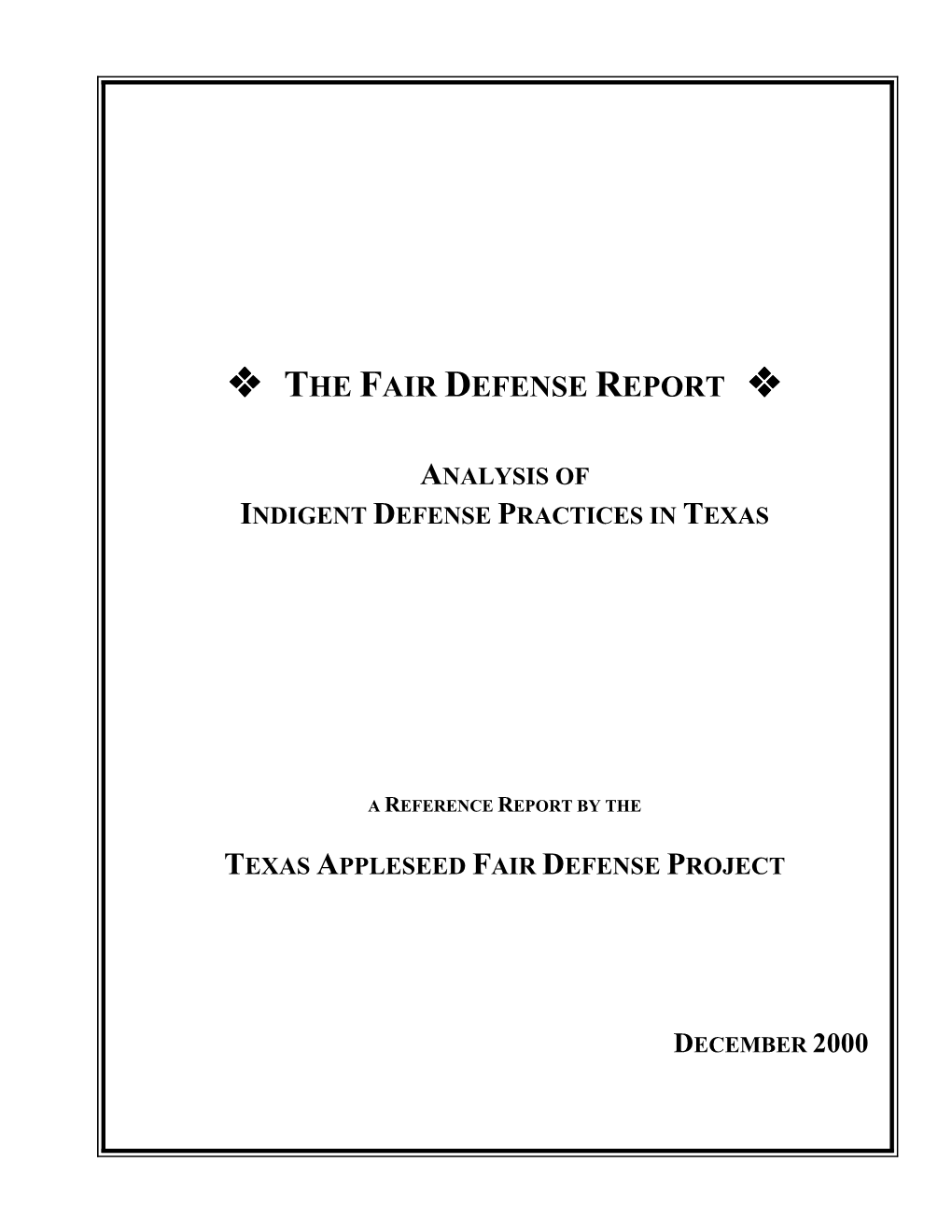 FAIR DEFENSE REPORT B