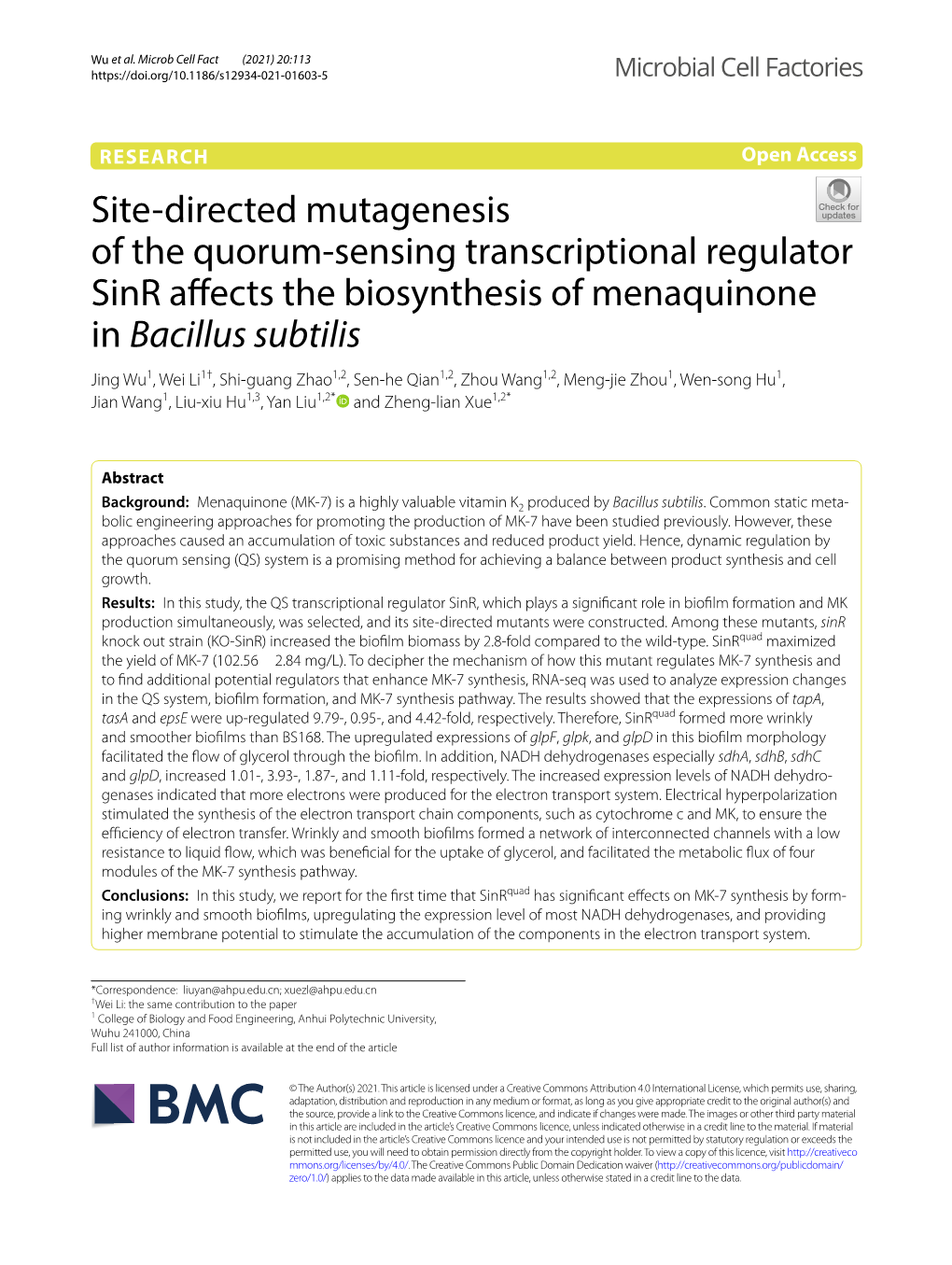 Site-Directed Mutagenesis of the Quorum-Sensing Transcriptional