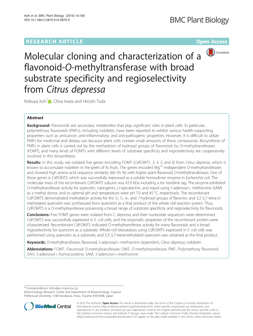 Molecular Cloning and Characterization of a Flavonoid-O