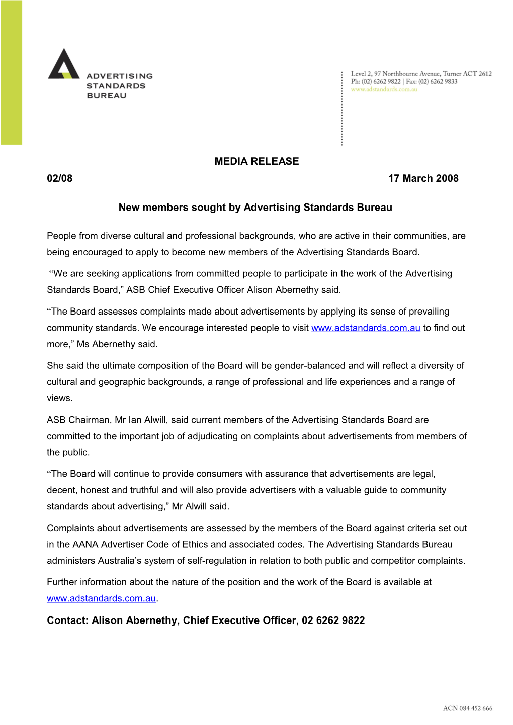 New Members Sought by Advertising Standards Bureau