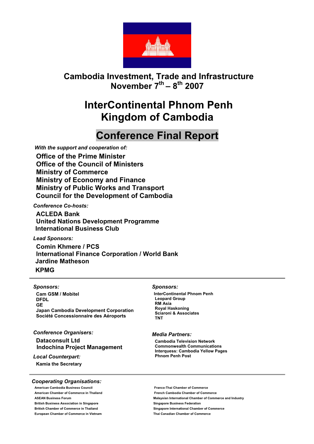 Cambodia Investment, Trade and Infrastructure Nov