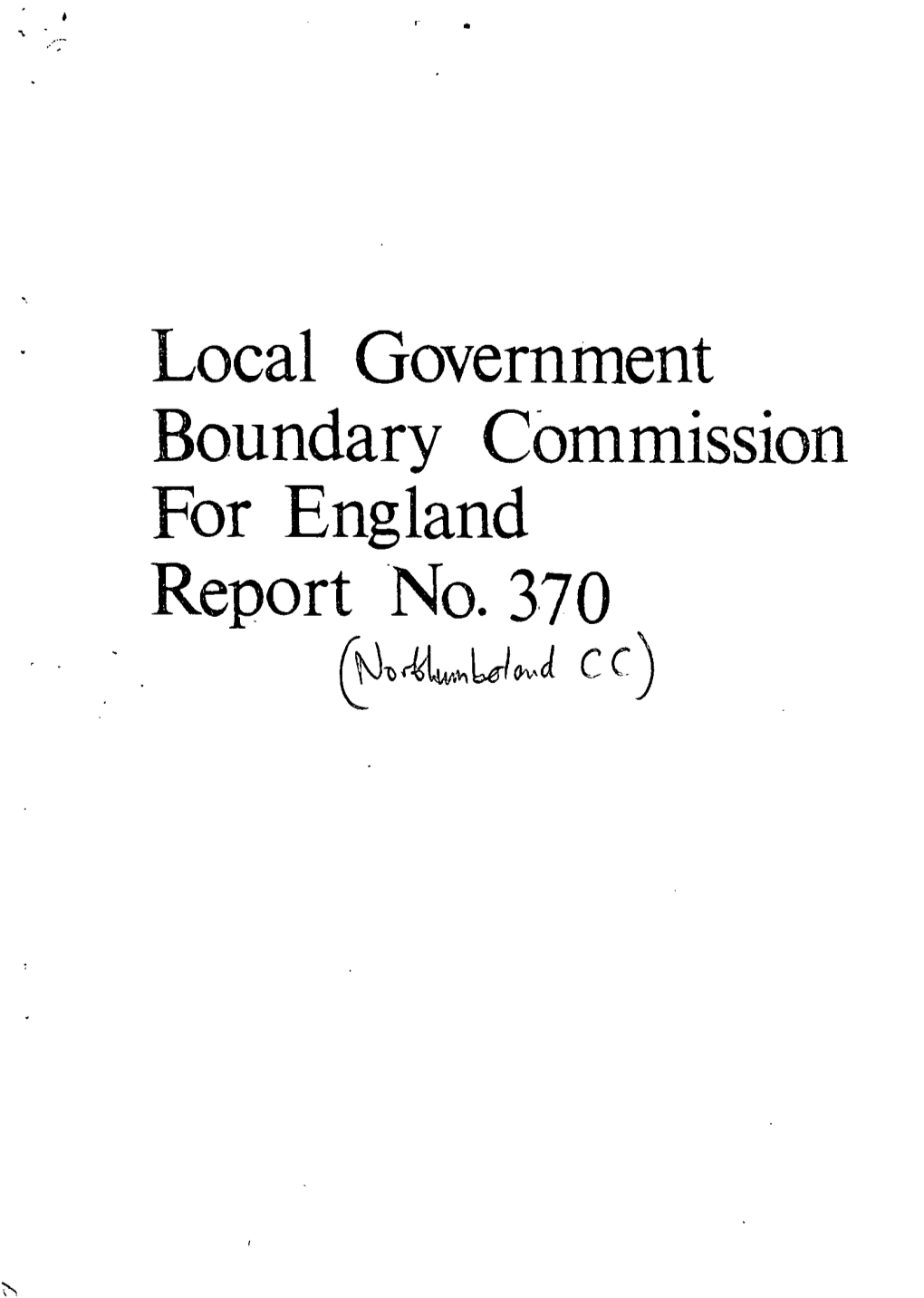 Local Government Boundary Commission for England Rt No