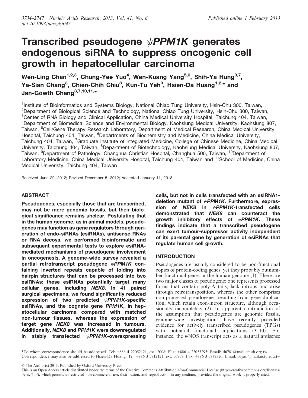 Transcribed Pseudogene PPM1K Generates Endogenous Sirna To