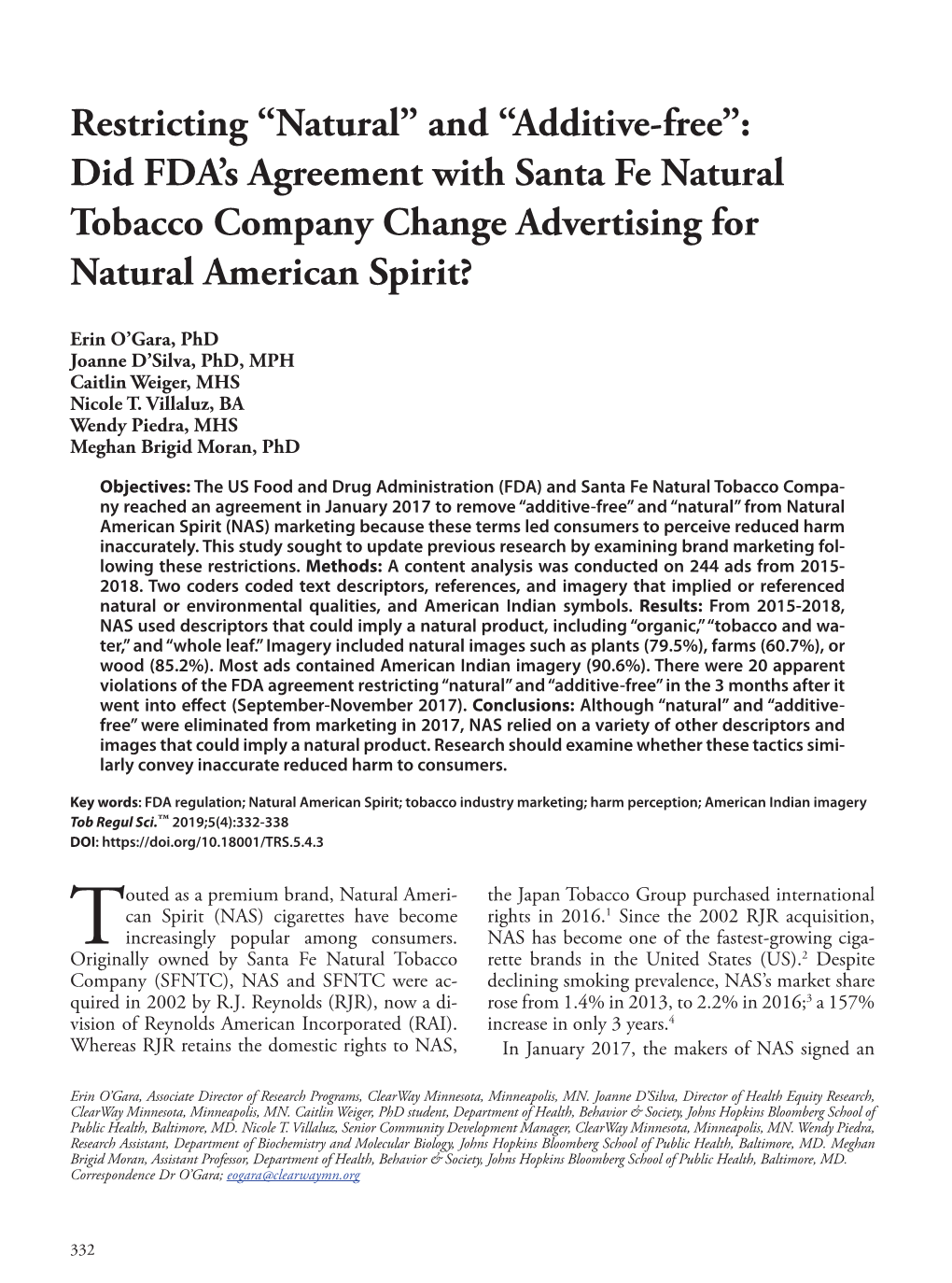 Did FDA's Agreement with Santa Fe Natural Tobacco Company
