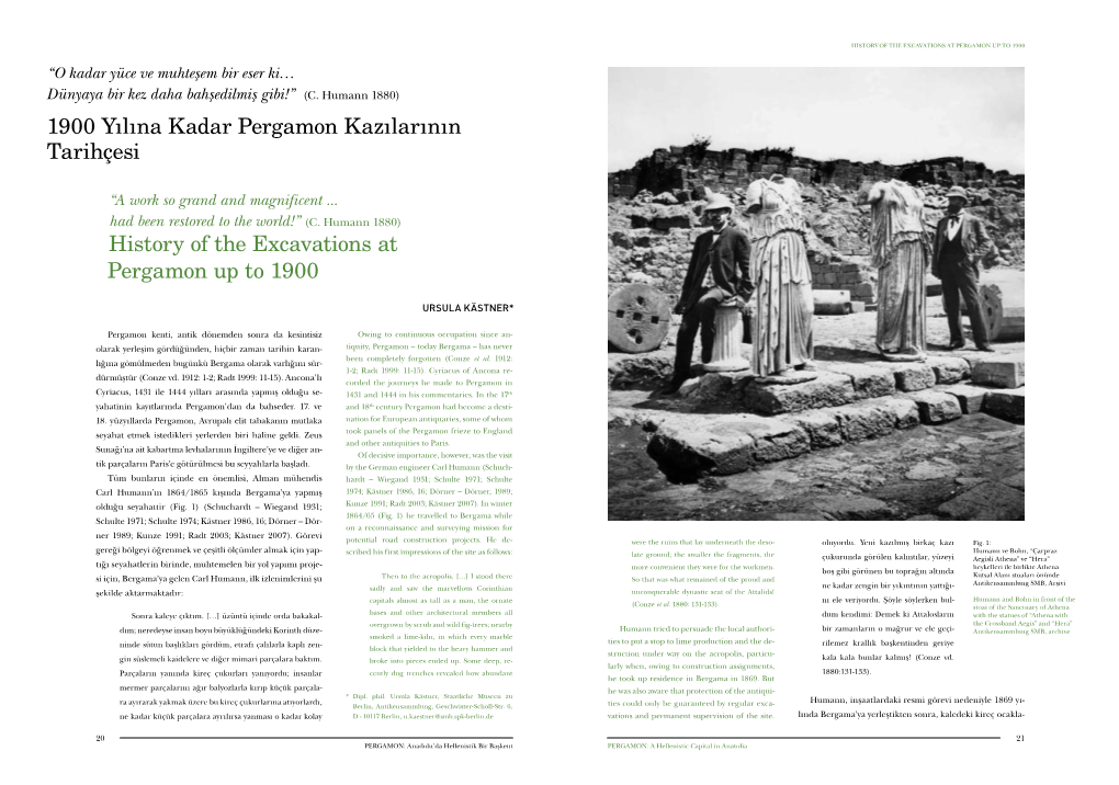 1900 Yılına Kadar Pergamon Kazılarının Tarihçesi History of The