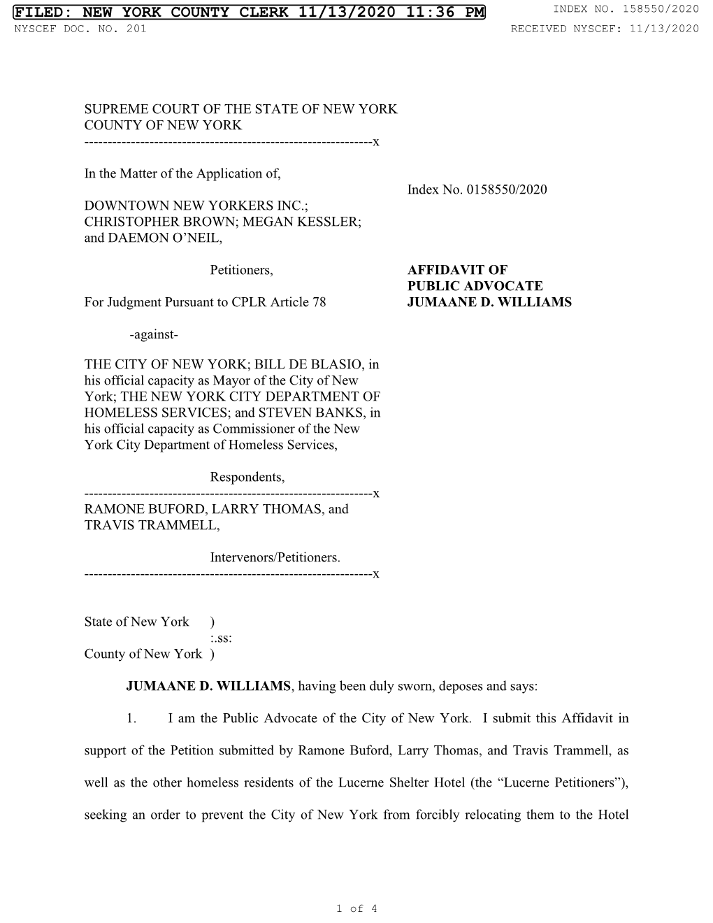 Filed: New York County Clerk 11/13/2020 11:36 Pm Index No