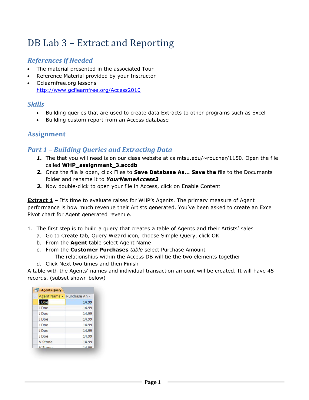 DB Lab 3 Extract and Reporting