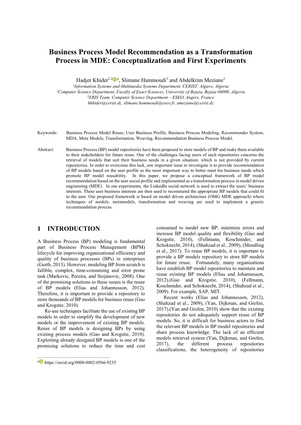 Business Process Model Recommendation As a Transformation Process in MDE: Conceptualization and First Experiments