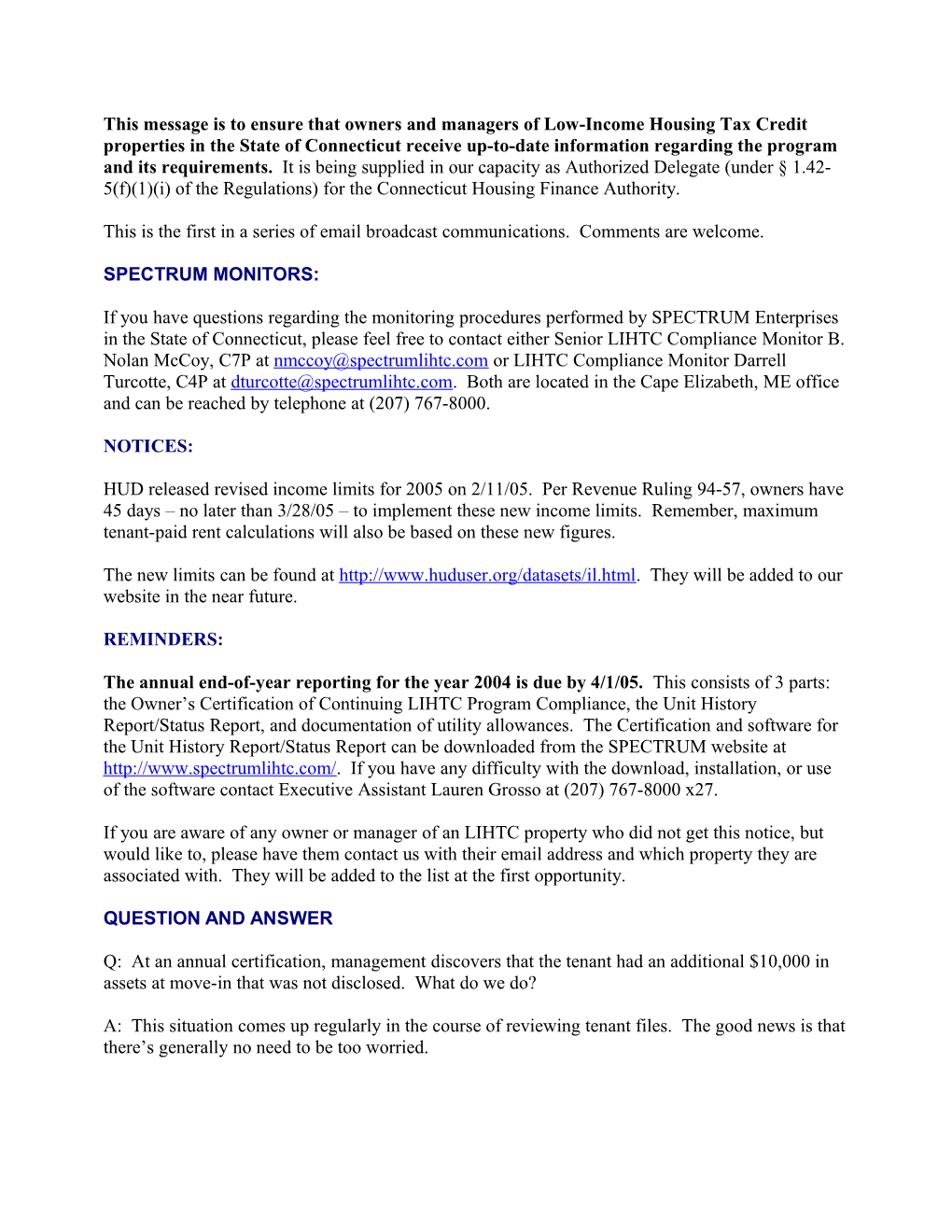 This Message Is to Ensure That Owners and Managers of Low-Income Housing Tax Credit Properties