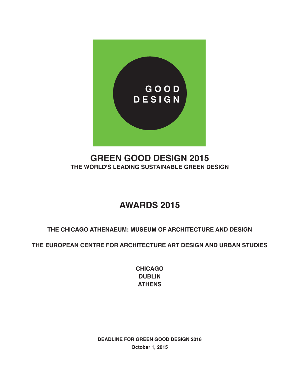 Green Good Design 2015 the World's Leading Sustainable Green Design