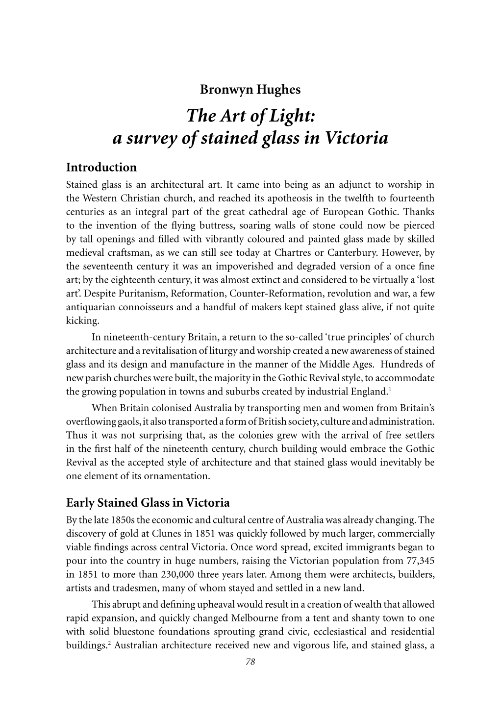 Bronwyn Hughes – the Art of Light: a Survey of Stained Glass in Victoria