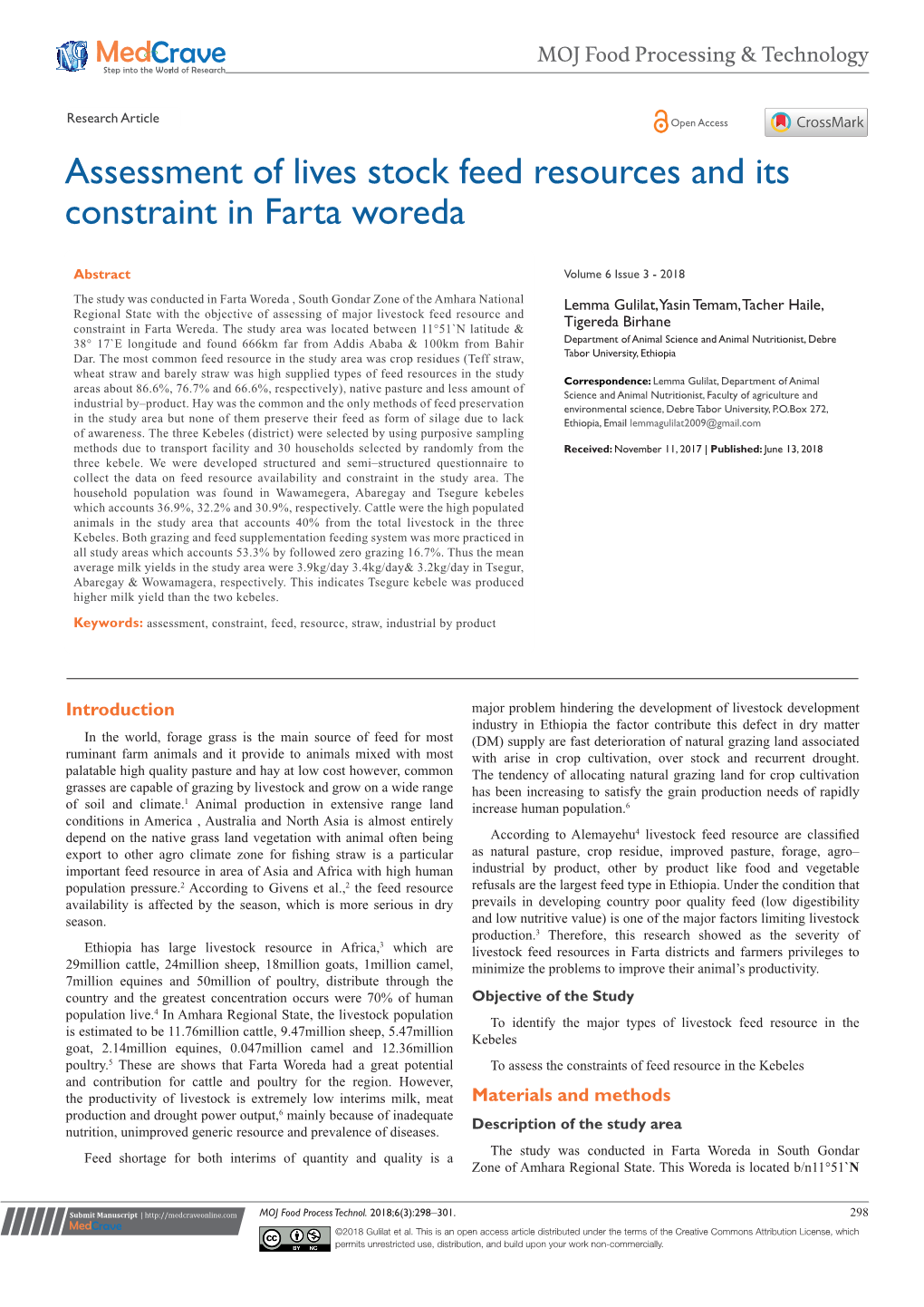 Assessment of Lives Stock Feed Resources and Its Constraint in Farta Woreda