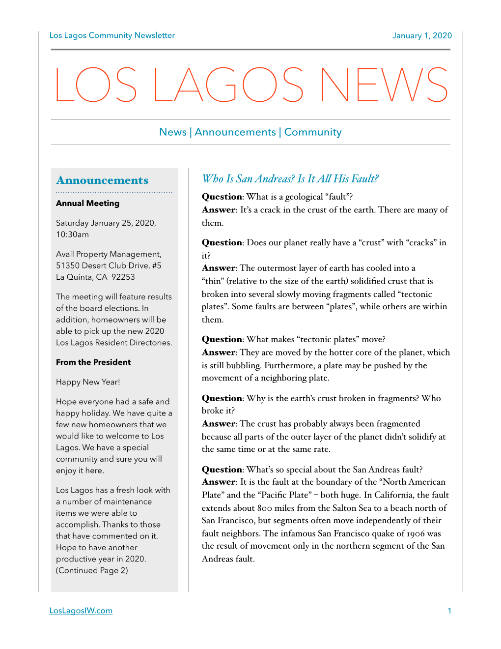 LOS LAGOS NEWS News | Announcements | Community