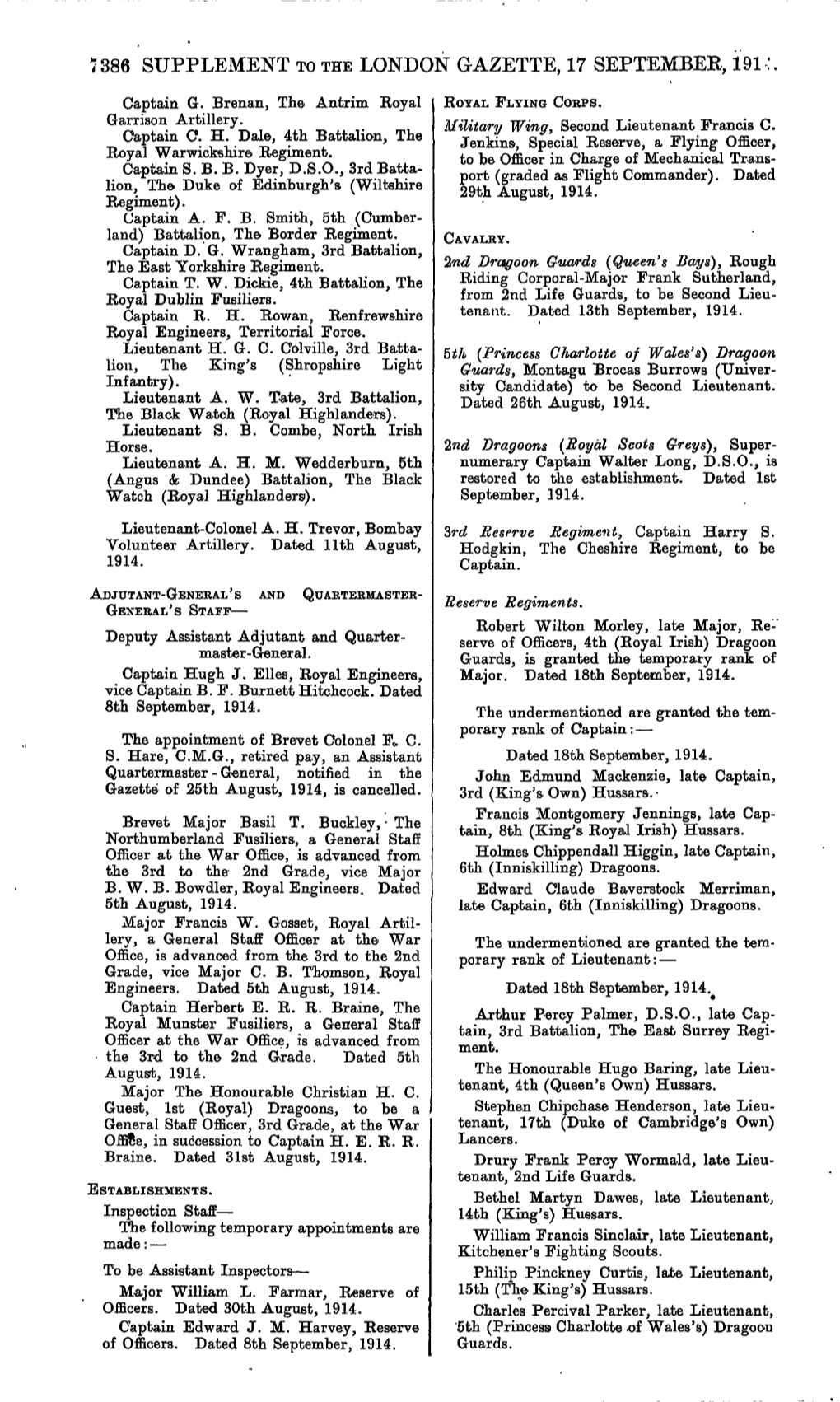 7386 Supplement to the London Gazette, 17 September, 191