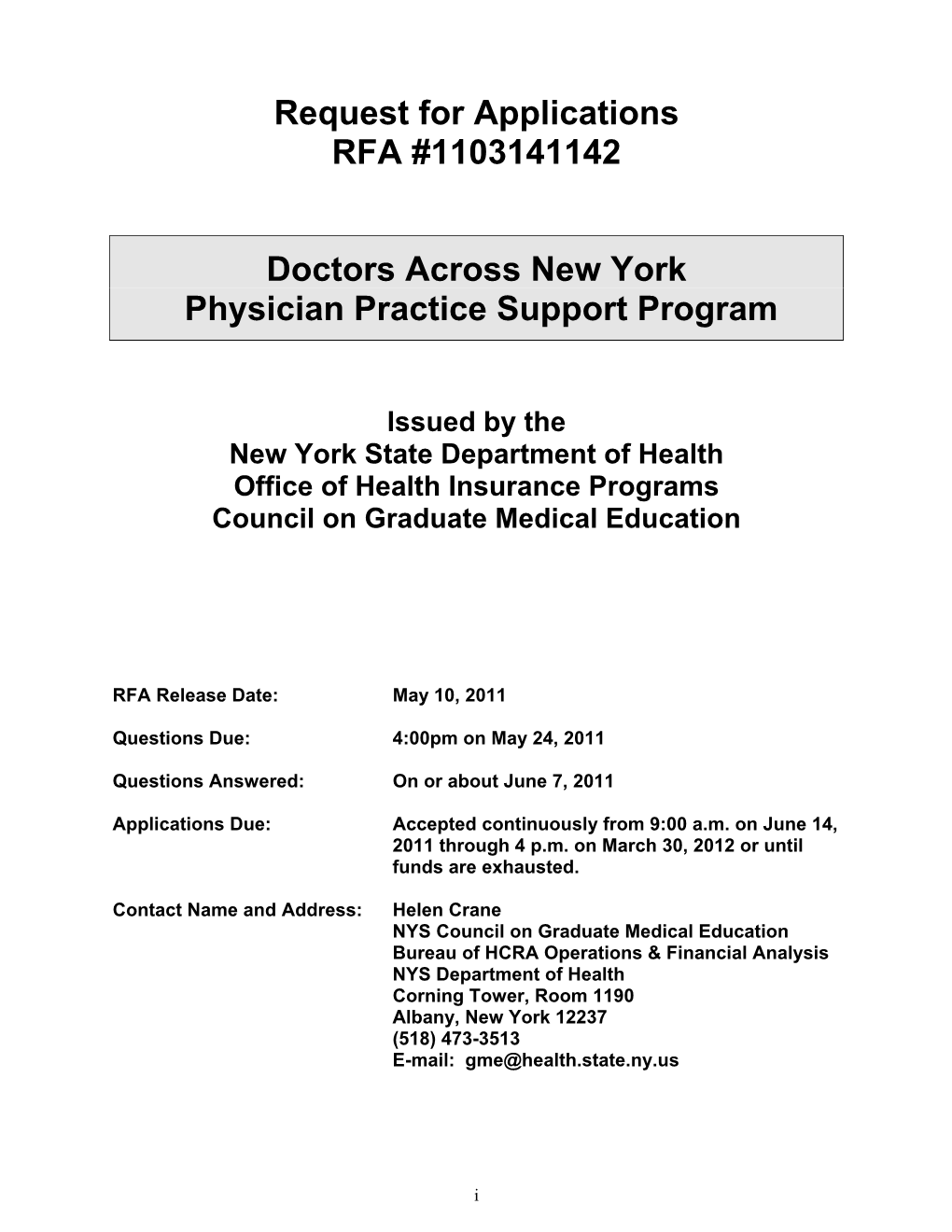 Doctors Across New York Physician Practice Support Program