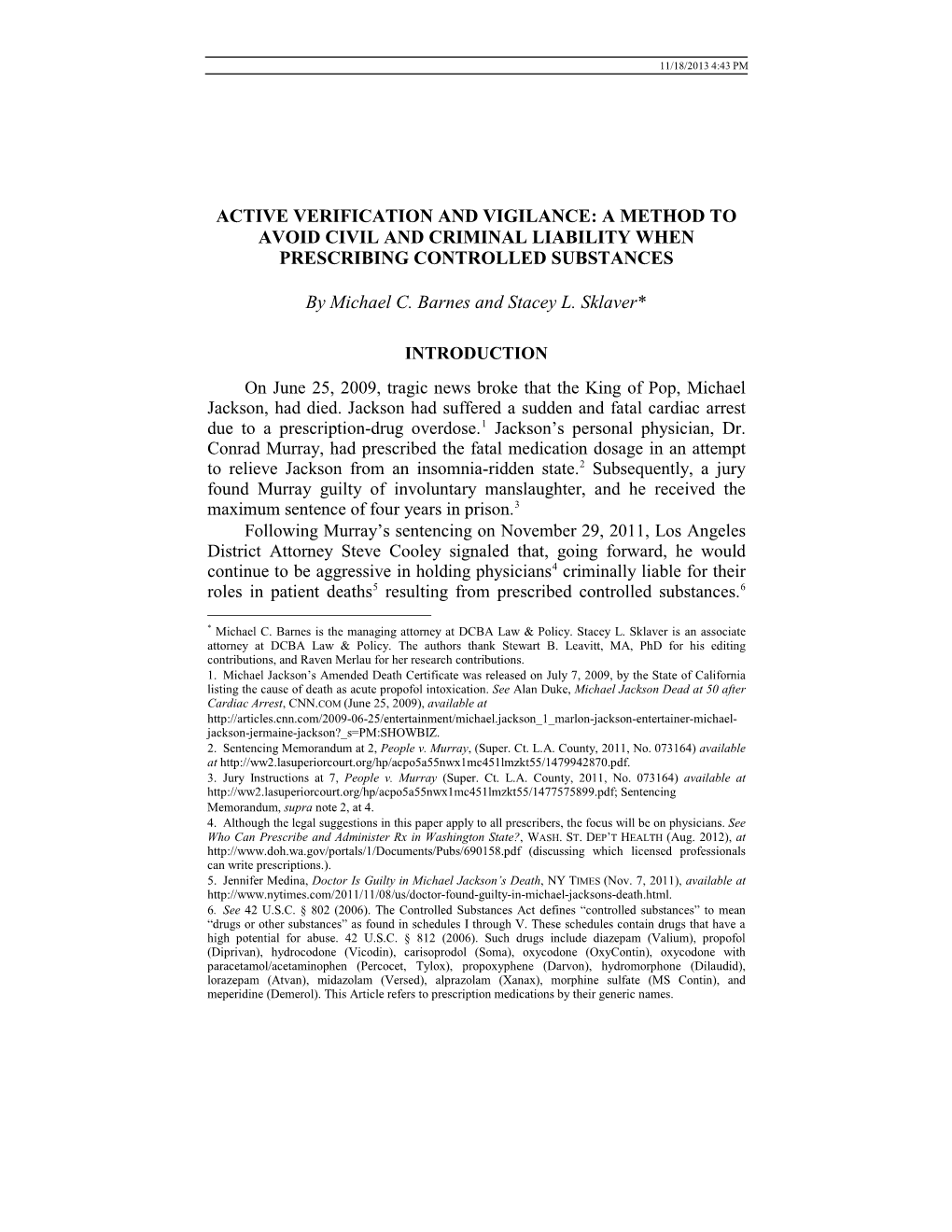 A Method to Avoid Civil and Criminal Liability When Prescribing Controlled Substances