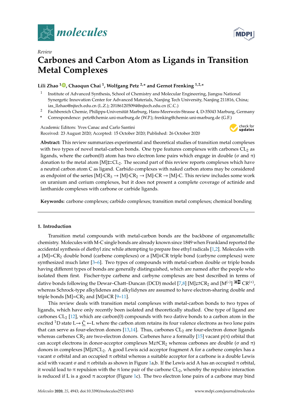 Carbones and Carbon Atom As Ligands in Transition Metal Complexes