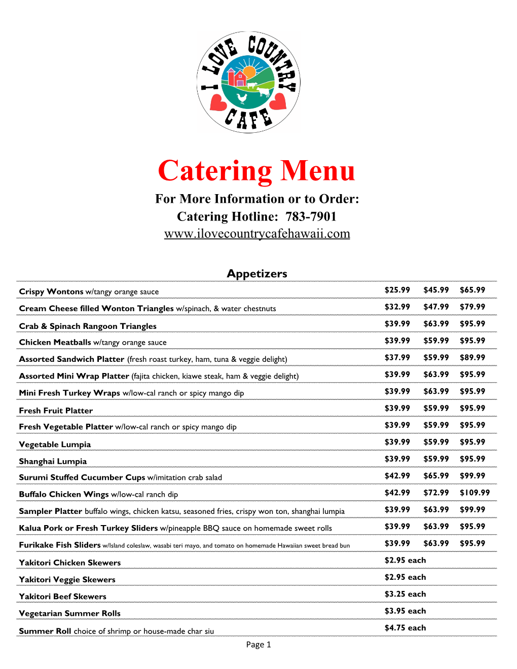 Catering Menu 090316