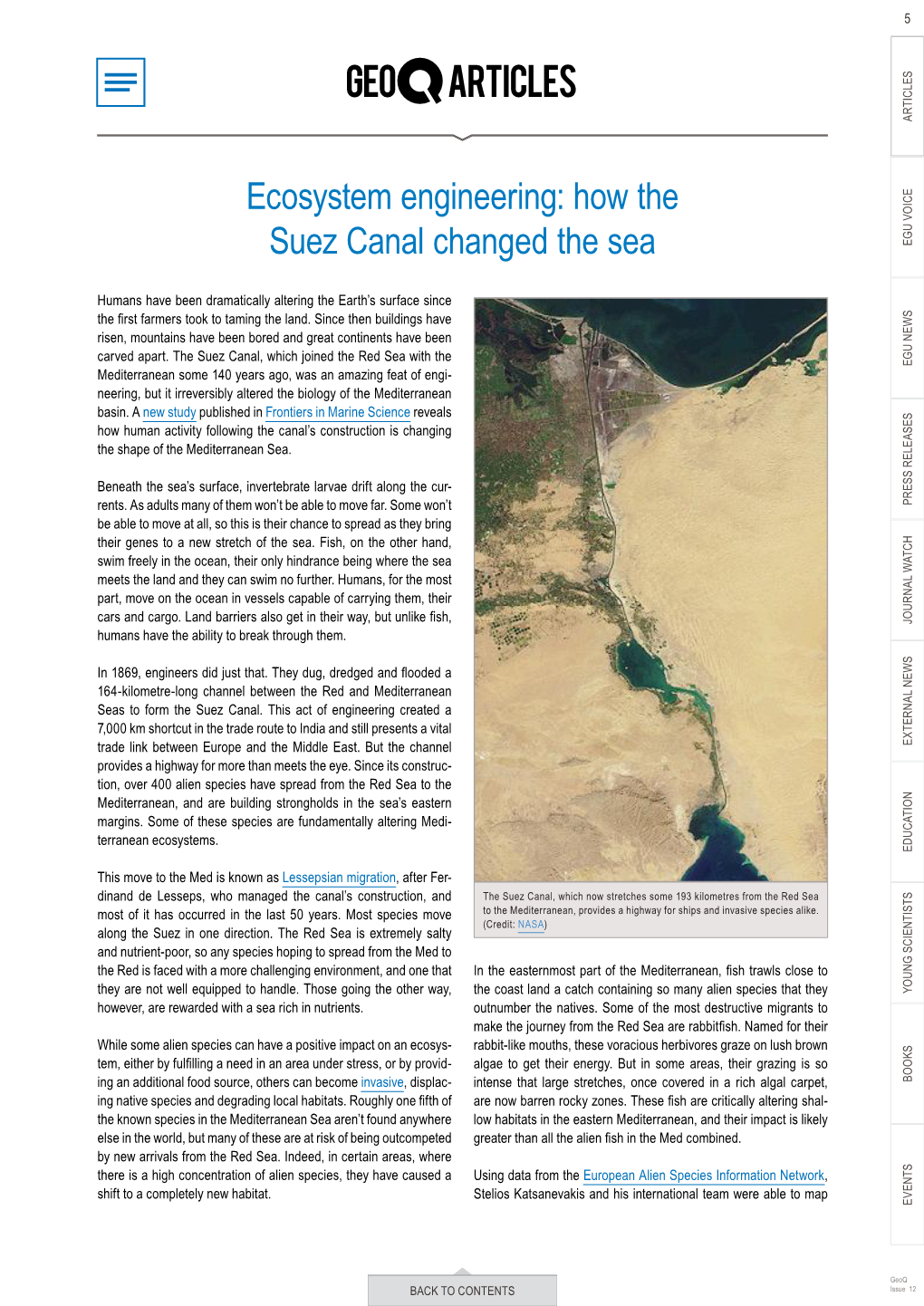 Ecosystem Engineering: How the Suez Canal Changed the Sea