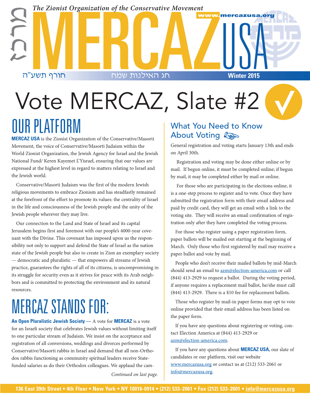 Vote MERCAZ, Slate #2