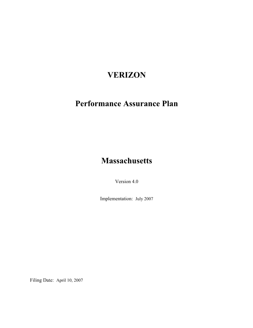 Performance Assurance Plan