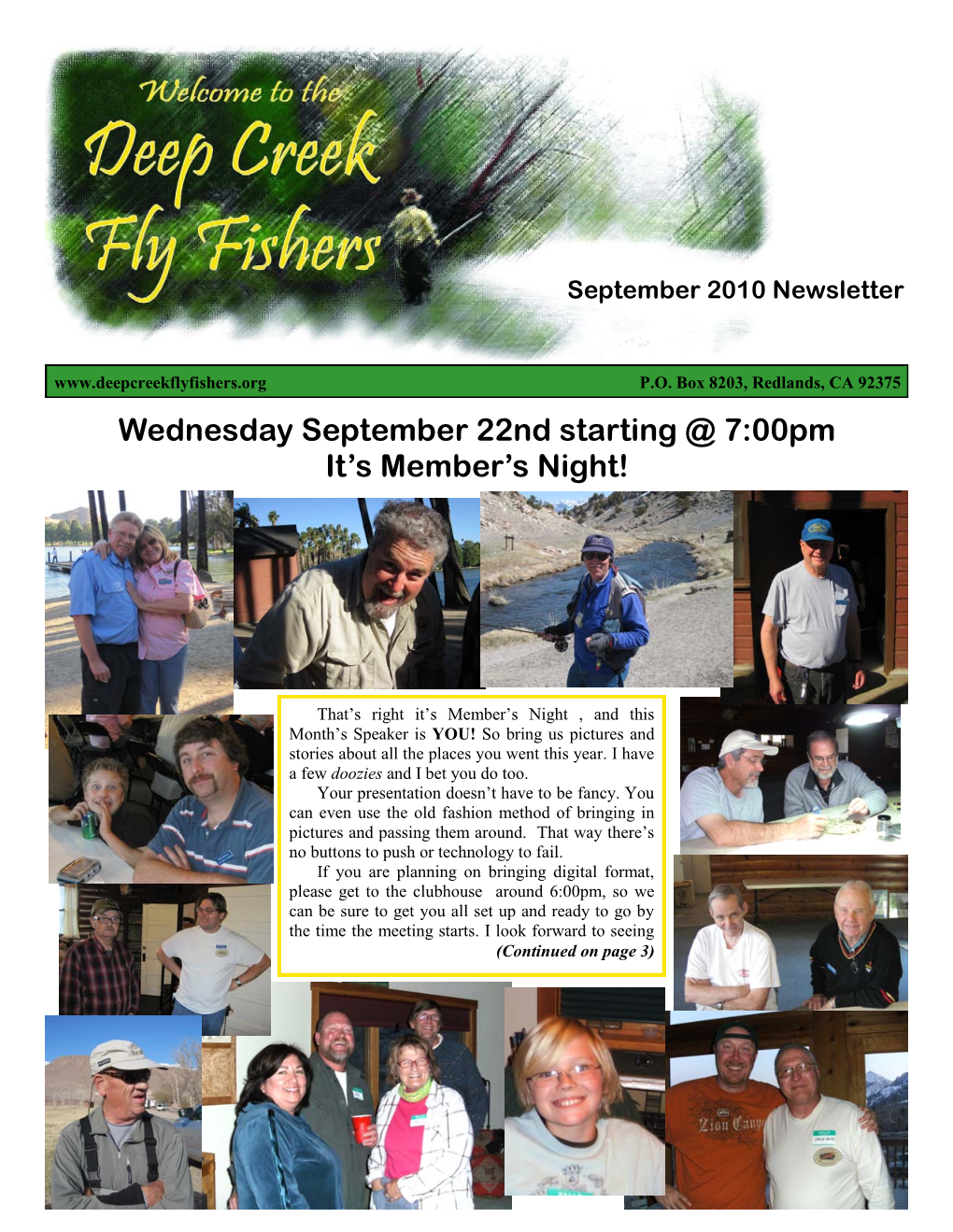 Wednesday September 22Nd Starting @ 7:00Pm It’S Member’S Night!