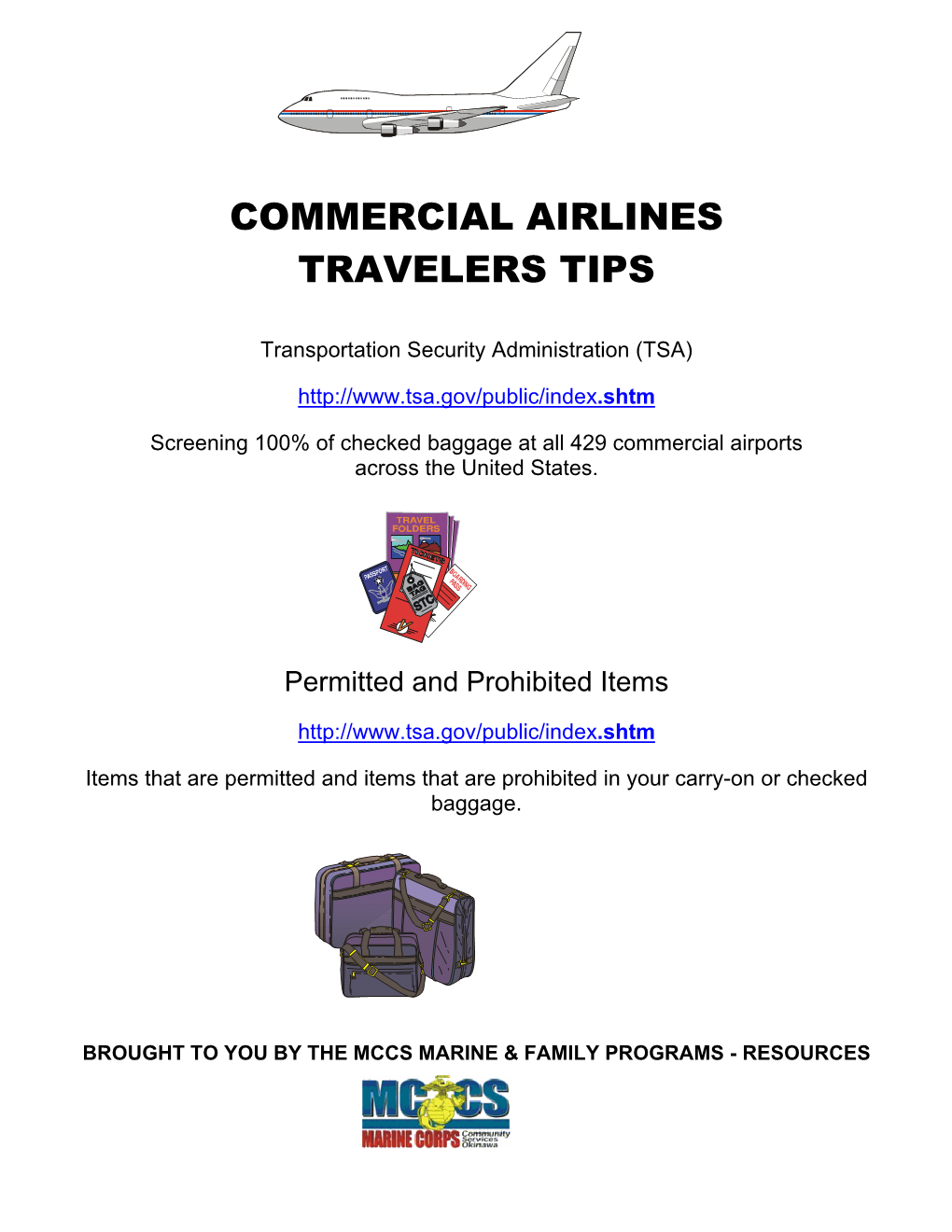 Commercial Airlines Travelers Tips