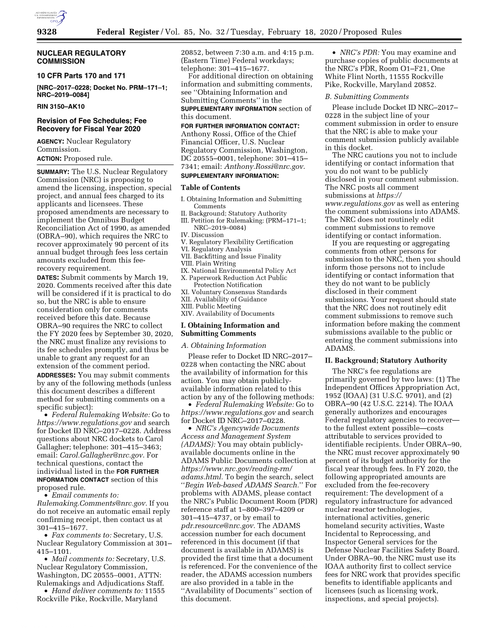 Federal Register/Vol. 85, No. 32/Tuesday, February 18, 2020/Proposed Rules