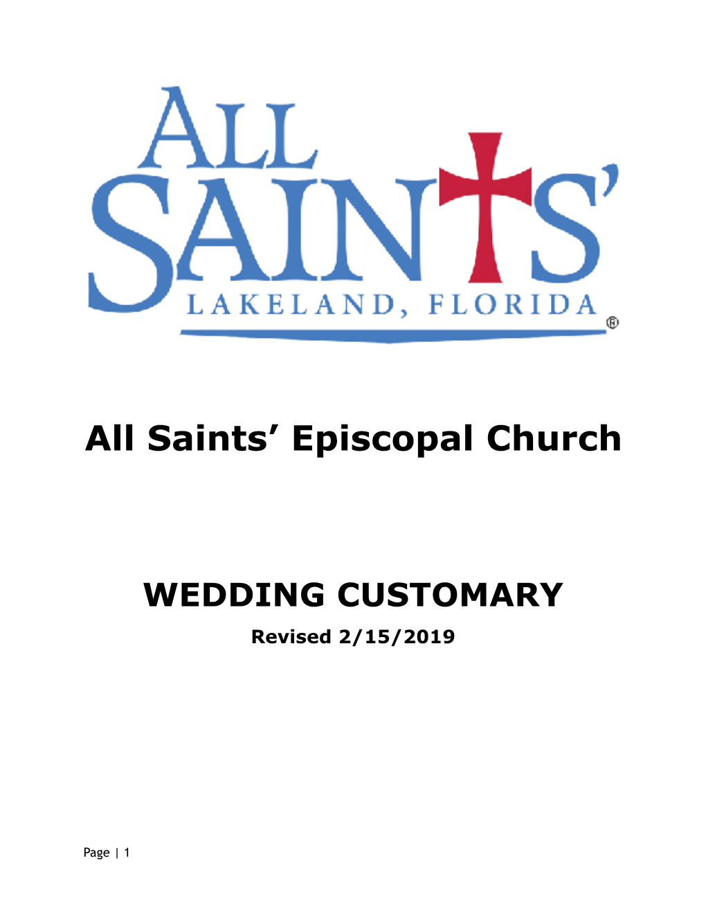 WEDDING CUSTOMARY Revised 2/15/2019