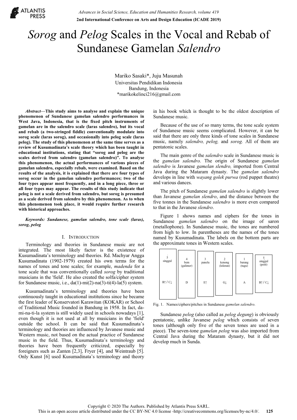 Sorog and Pelog Scales in the Vocal and Rebab of Sundanese Gamelan Salendro