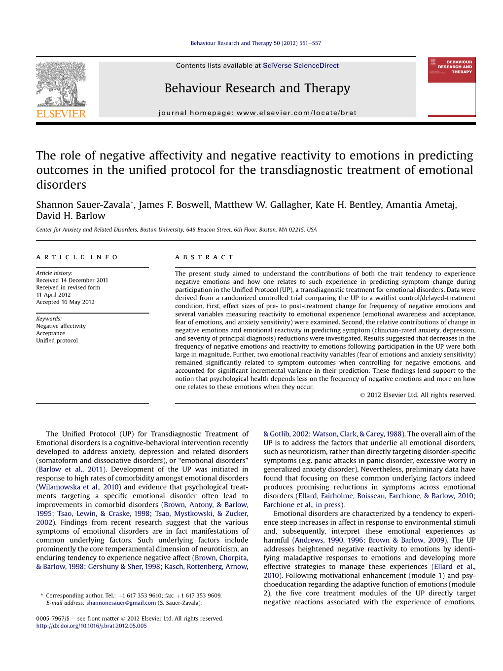 The Role of Negative Affectivity and Negative Reactivity to Emotions In