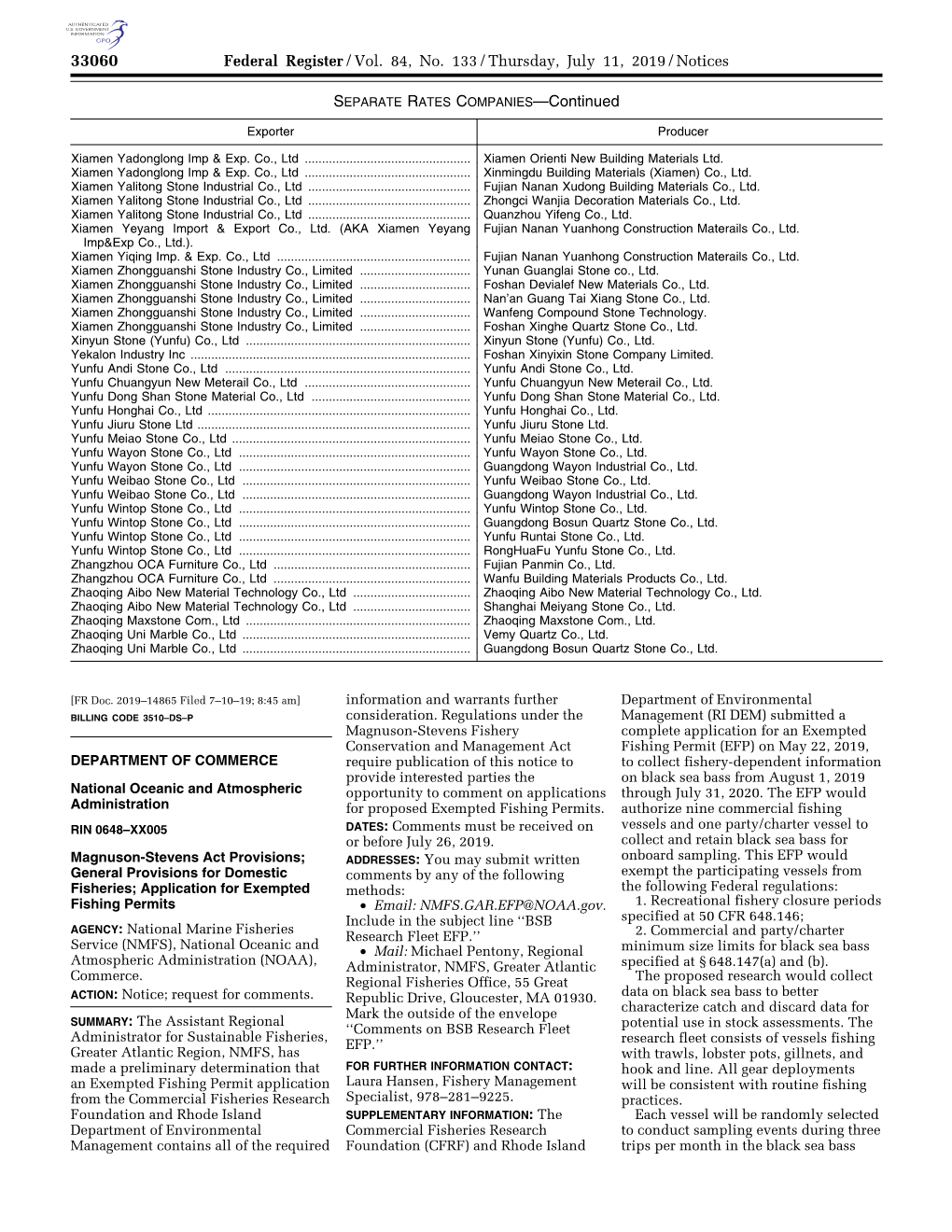 Federal Register/Vol. 84, No. 133/Thursday, July 11, 2019