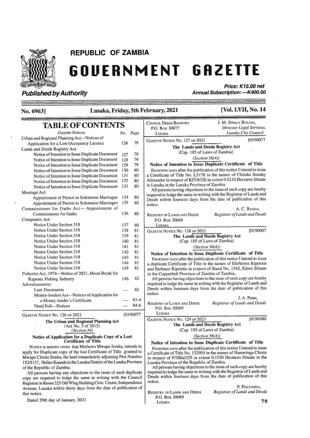 Gouernment Gazette