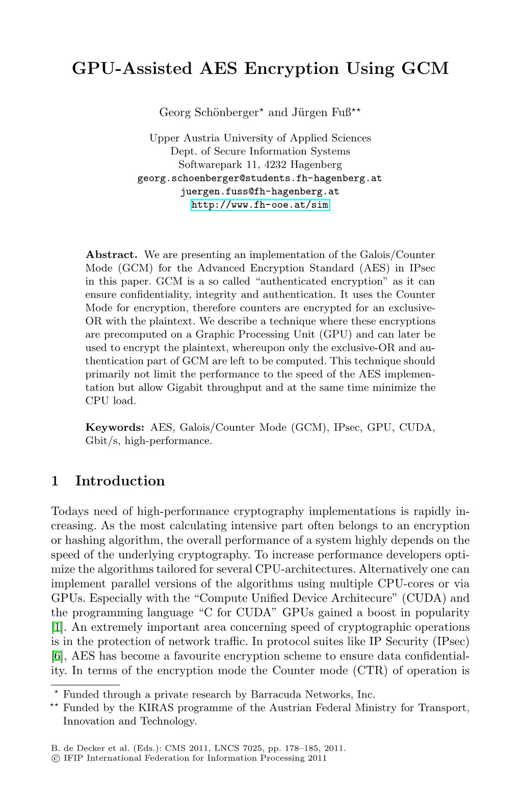 GPU-Assisted AES Encryption Using GCM