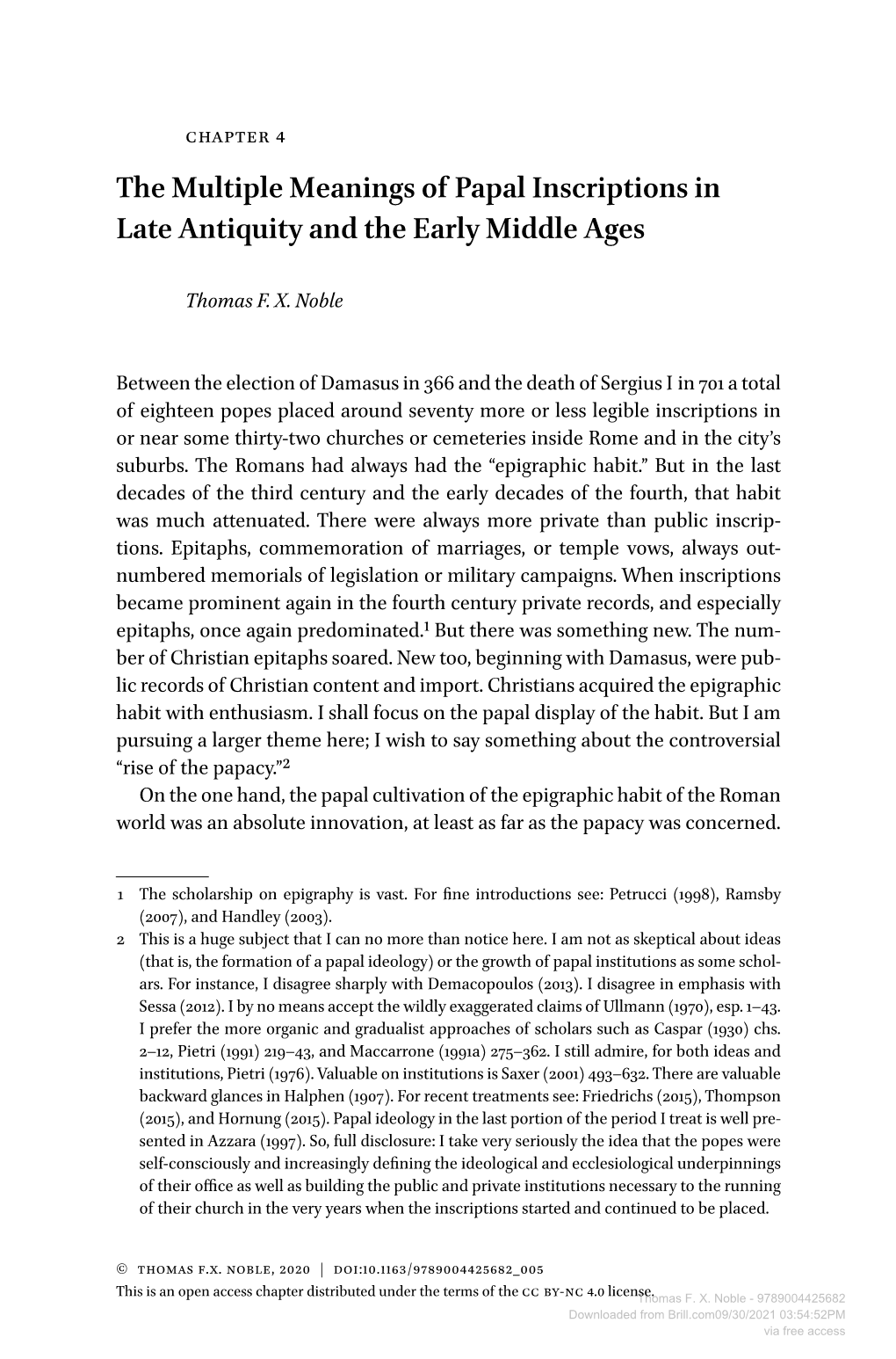 The Multiple Meanings of Papal Inscriptions in Late Antiquity and the Early Middle Ages