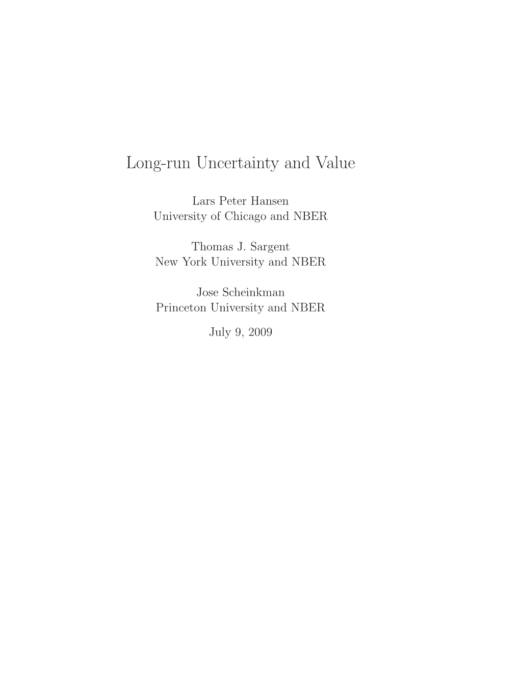 Long-Run Uncertainty and Value