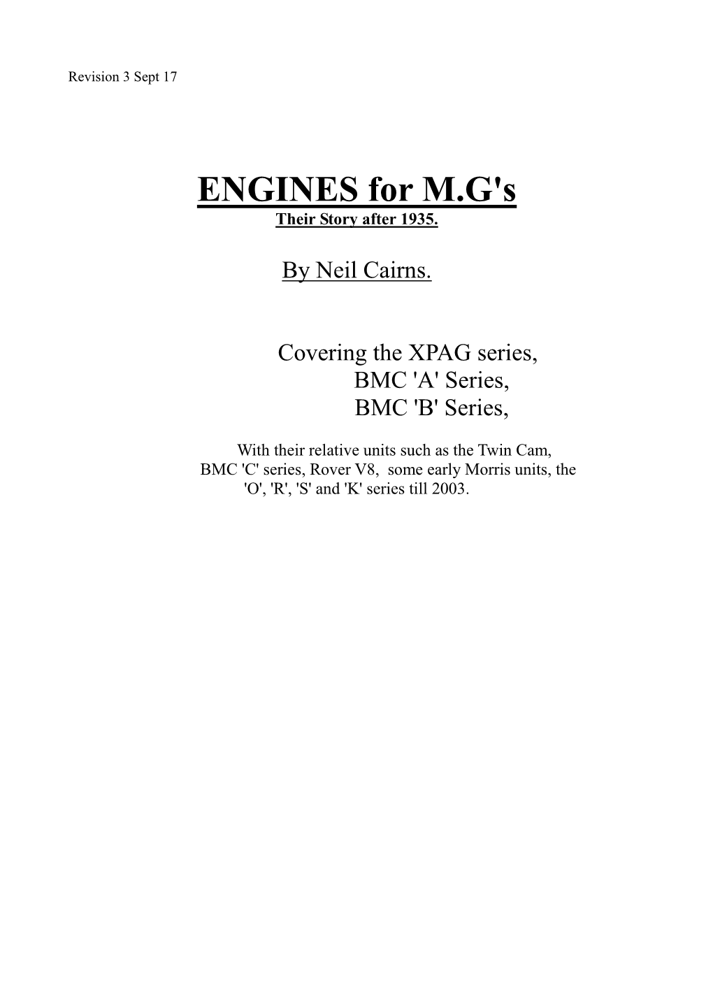 ENGINES for M.G's an Engine