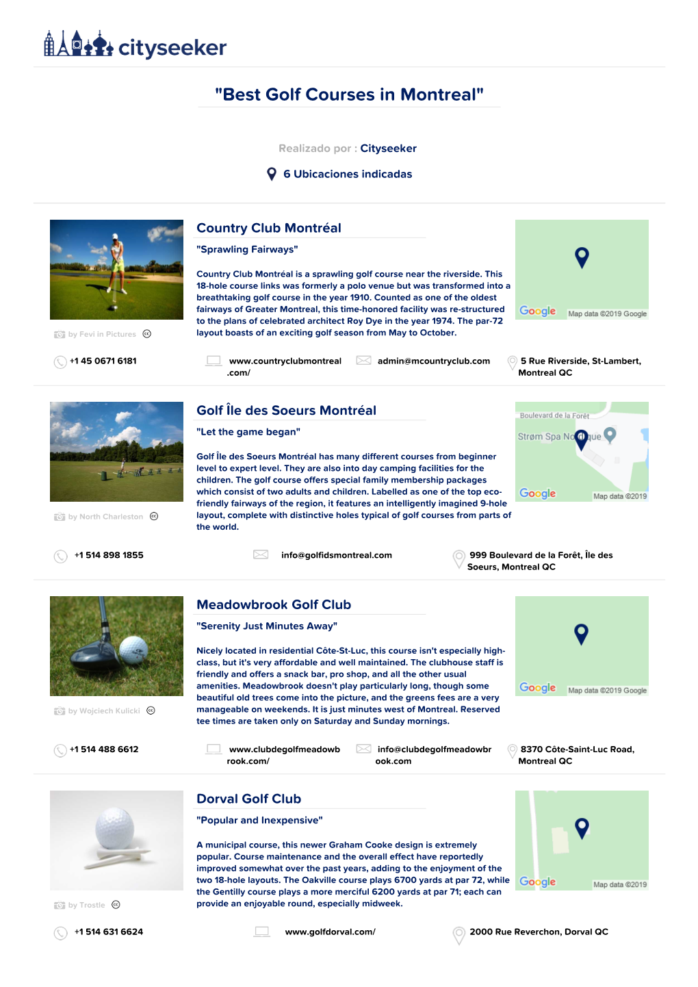 Best Golf Courses in Montreal"
