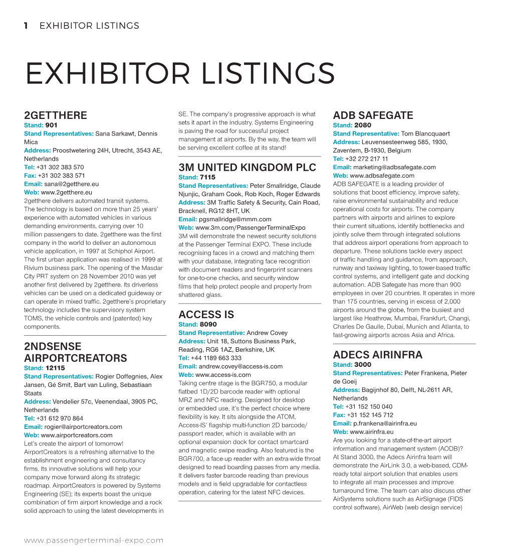Exhibitor Listings Exhibitor Listings