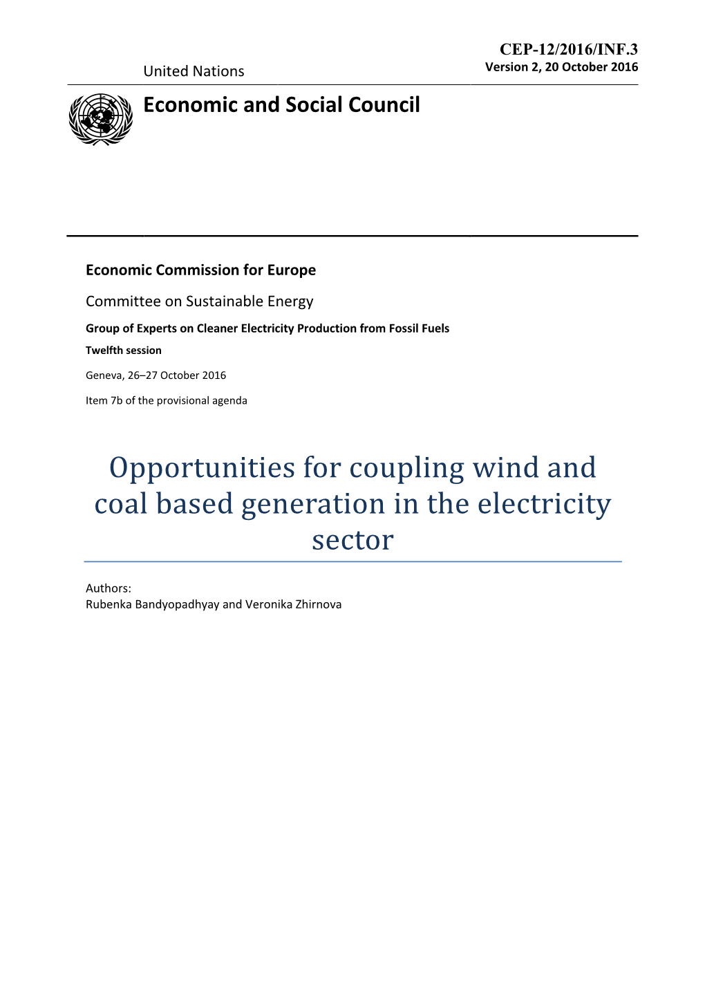 Opportunities for Coupling Wind and Coal Based Generation in the Electricity Sector