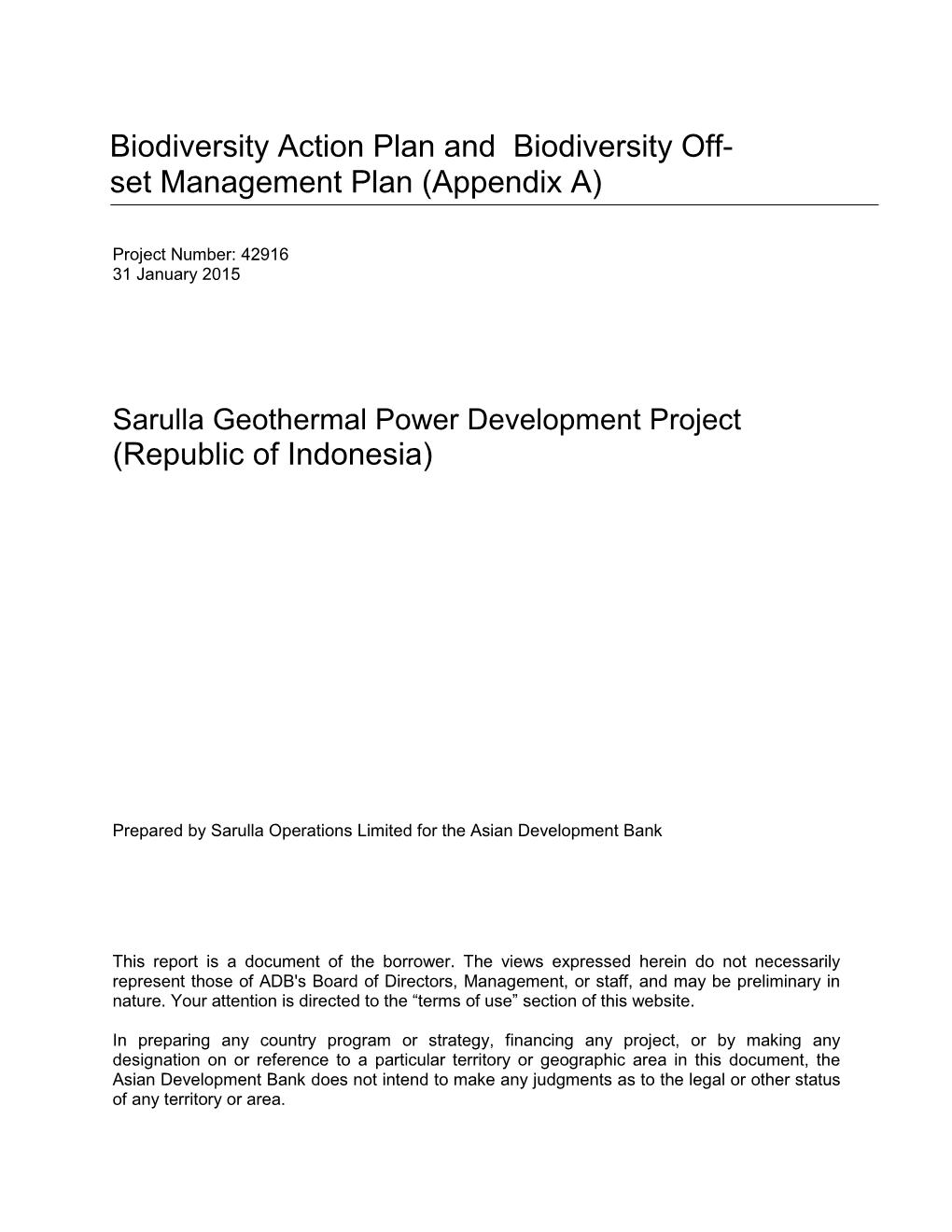 Appendix a Biodiversity Monitoring Report