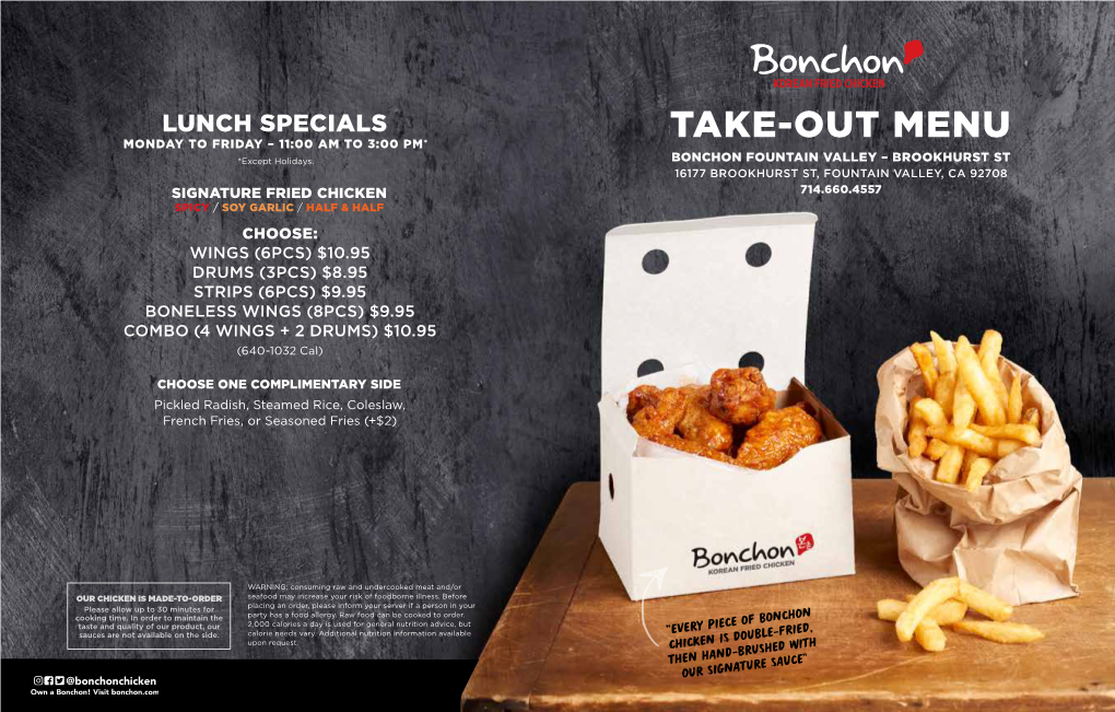 TAKE-OUT MENU – Bonchon