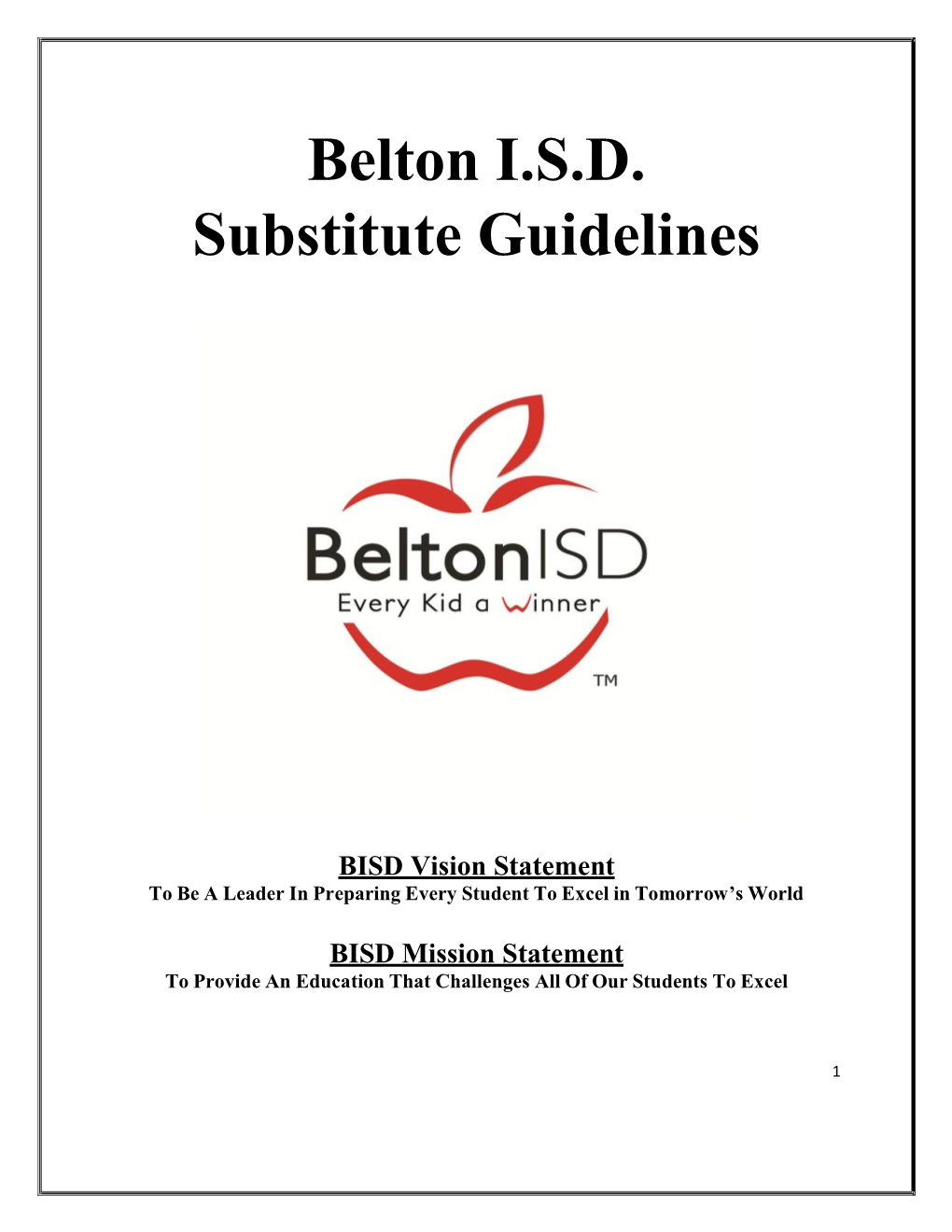 Belton I.S.D. Substitute Guidelines