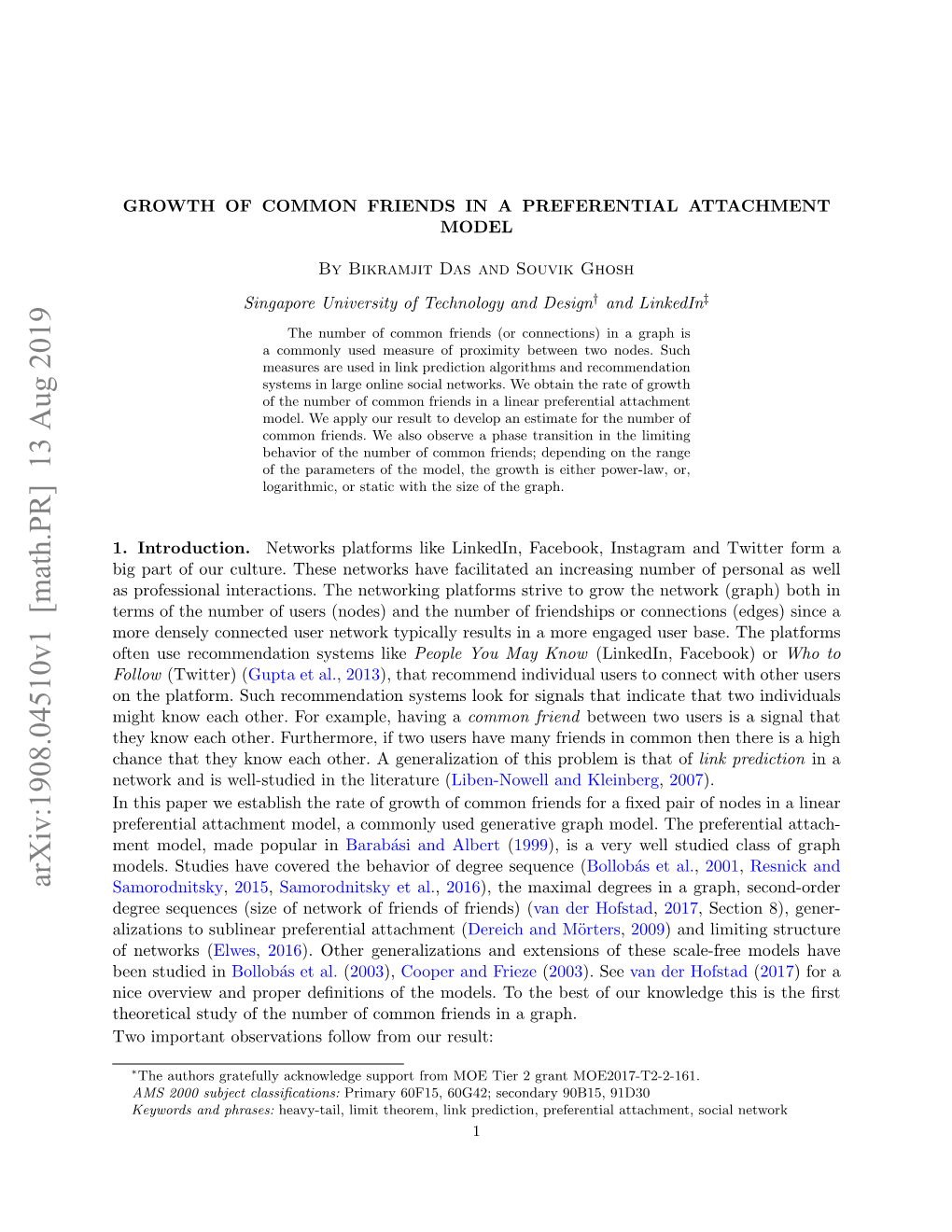 Growth of Common Friends in a Preferential Attachment Model
